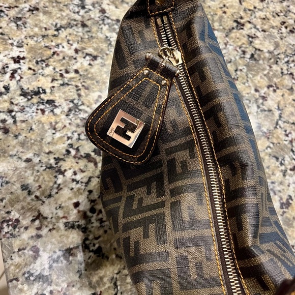 💯Authentic Fendi Zucchino and Zucca combination canvas leather handbag - Picture 10 of 16